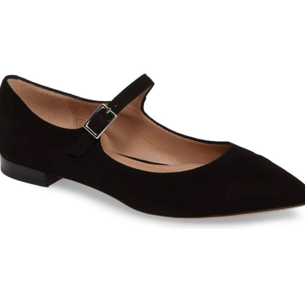 LEWIT Black Suede Carmella Mary Jane Flat Shoes size EU 39 US 9